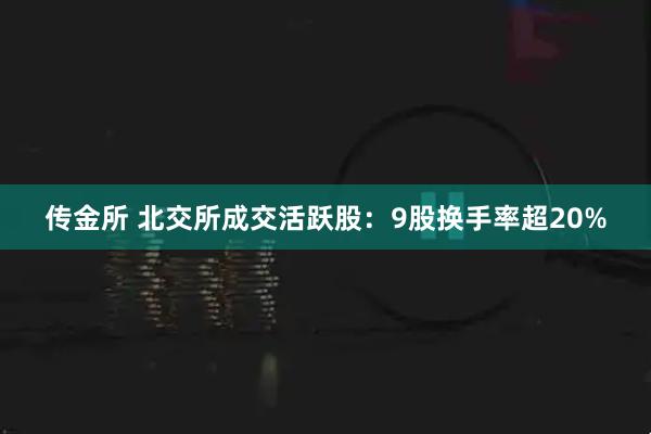 传金所 北交所成交活跃股：9股换手率超20%